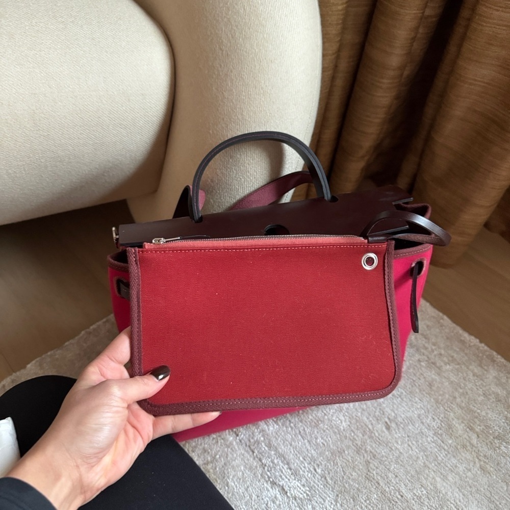 Hermes Herbag Zip 31 Bag Rose Shocking Berline Canvas - Picture 9 of 12